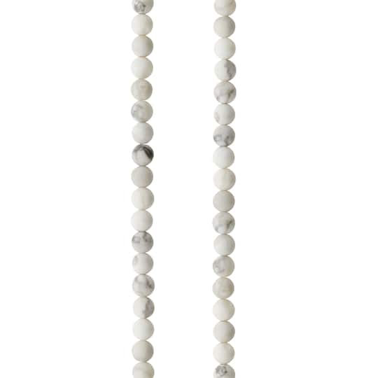 12 Pack: White & Gray Matte Howlite Round Beads, 4mm by Bead Landing™